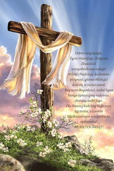 Easter Cross on Hill with Flowers