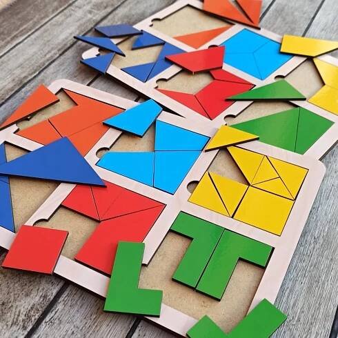 ČTVERCE NIKITINA 2 - logická skládačka 2 ks tangram hlavolam