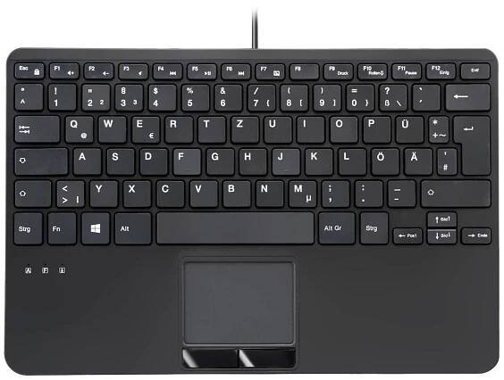 Perixx PERIBOARD-525 H DE USB klávesnice německá, QWERTZ černá USB hub, dotyková plocha