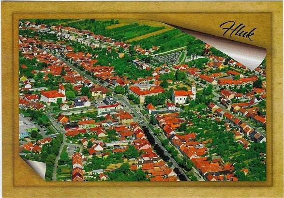 město Hluk - letecký pohled - Pohlednice místopis
