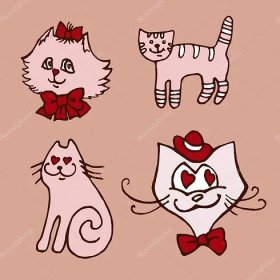 Stáhnout - Ruce byly kočky, Načrtněte obrázek svatého Valentýna den karet — Ilustrace