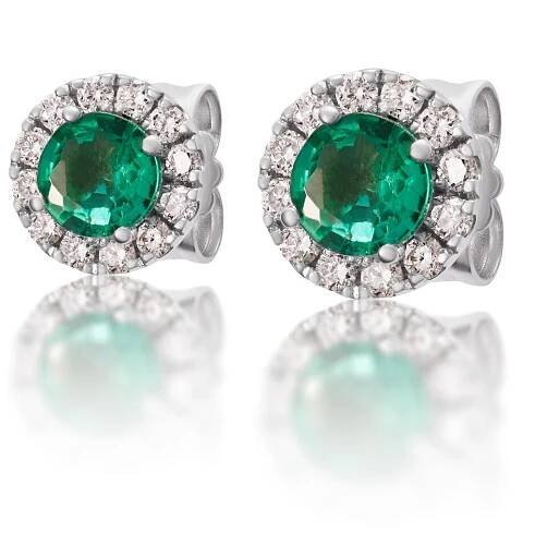 Náušnice LOEE Palette Diamonds z bílého zlata s diamanty a smaragdy
