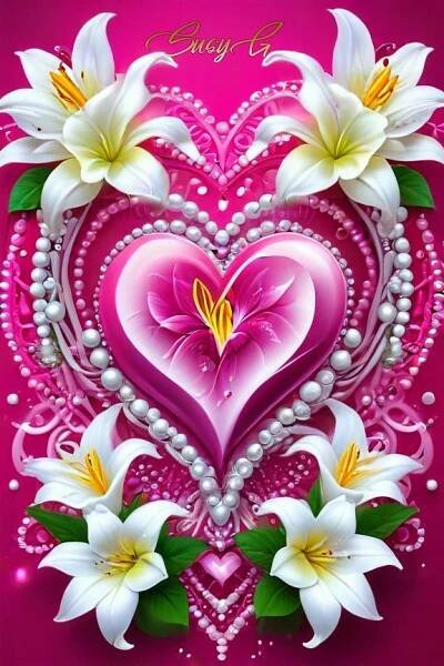 Romantic Valentine's Day Heart with Flowers