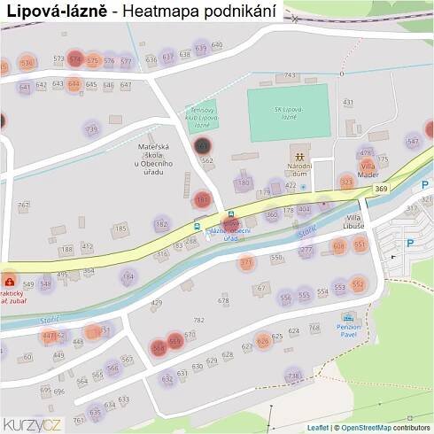 Mapa Lipová-lázně - Firmy v části obce.