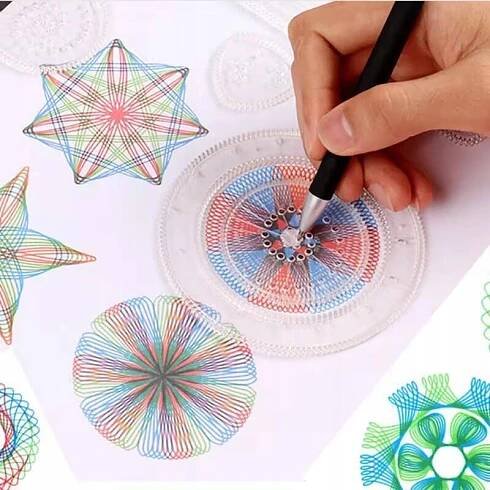 SPIROGRAF MEGA SADA FIXY PRO 3D KRESLENÍ ŠABLONY Kód výrobce Spirograf Pisaki Szablony Instrukcja Prezent