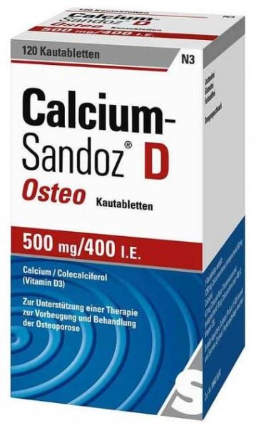 CALCIUM SANDOZ D Osteo 500 mg/400 I.E. žvýkací tablety, 120 ks
