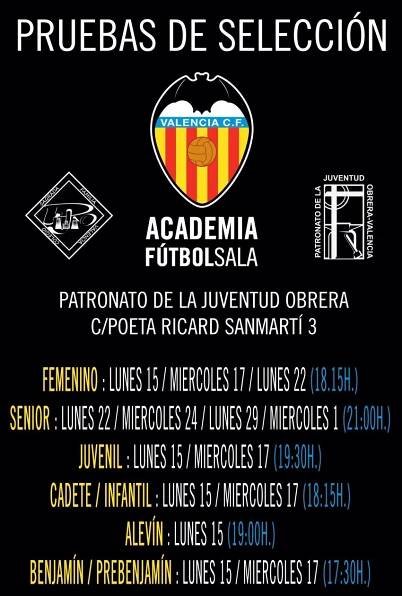 PRUEBAS PARA LA ACADEMIA FUTSAL VALENCIA CF