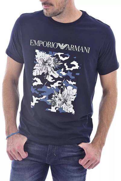 Emporio Armani pánské tmavě modré tričko s potiskem