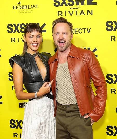 Aaron Paul and Eiza González at an event for Ash (2025)