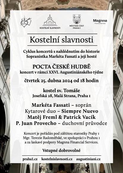 Dubnový koncert „Pocta české hudbě“ se uskutečnil ve čtvrtek 25. dubna 2024 od 18 hodin