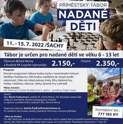 DETI.MENSA.CZ - Příměstský tábor pro nadané děti (České Budějovice, 11.–15. 7. 2022)