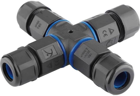 Vodotěsná kabelová spojka "X", IP68, 3x 0,75-1,5 mm2, 250V/16A