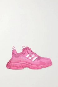 Balenciaga - + Adidas Triple S Embroidered Leather And Mesh Sneakers - Pink