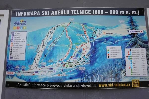 lyžařská mapa ski areálu Telnice