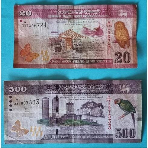 Cejlon - Šrí Lanka - 20 Rupie a 500 Rupie