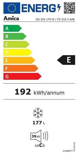 Šuplíkový mrazák AMICA FZ 210.3 AAE Energetický štítek