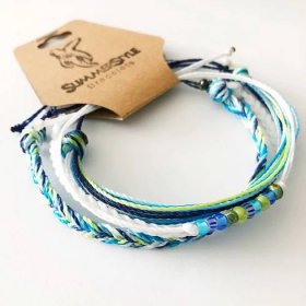 Braided & Beaded Custom Adjustable Waterproof Bracelet Pack, Braided Bracelet, String Bracelet, Wax Cord Bracelet, Waterproof Cord