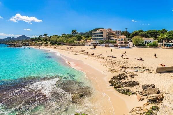 Beautiful beach landscape in Cala Rajada on Majorca royalty free stock photography