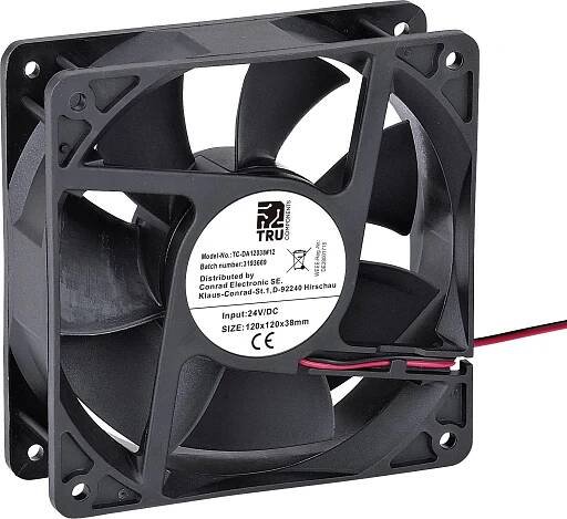 TRU COMPONENTS TC-DA12038-12 axiální ventilátor, 24 V/DC, 220.8 m3/h, (d x š x v) 120 x 120 x 38 mm, TC-12774676