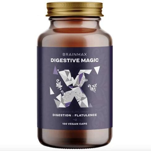BrainMax Digestive Magic, Trávicí Enzymy, 100 rostlinných kapslí, PegraStore.cz