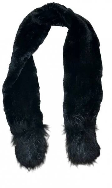 Diana Rosh Black Mink Fur Hand Warmer Stole Scarf Shawl Wrap