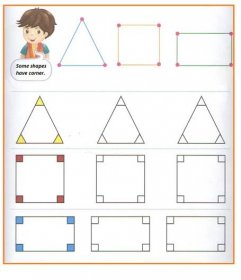Corners of the shapes worksheet for preschool and kindergarten