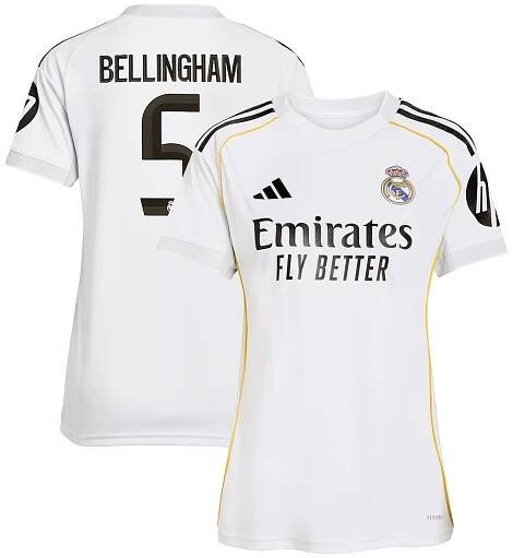 Real Madrid adidas Home Shirt 2025-26 - Womens with Bellingham 5 printing