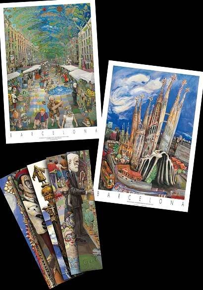 Pack 2 posters more set of 15 bookmarks of Barcelona.