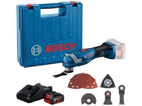 Bezuhlíkové aku multifunkční nářadí Bosch GOP 185-LI Professional - 1x aku 18V/4.0Ah, 20.000kmitů/min, 1.2kg, příslušenství, kufr (06018G2021) Bosch PROFI