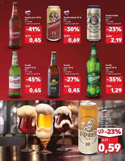 Nové Kaufland akcie – leták je platný od 18.09.2025 | Strana: 47 | Produkty: Pivo, Krušovice, Budvar, Gambrinus