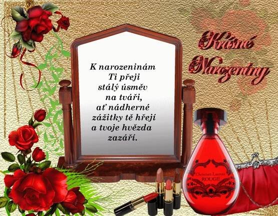 Red Bottle with Flowers and Lipstick