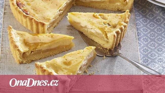 Křehký koláč s karamelizovanými hruškami