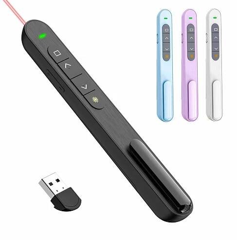1pc wireless presenter with laser pointer with     volume control compatible with   pc laptop portable presentation remote with power button for conference classroom webinars ideal for   teachers conference room tool compact gadget reliable performance clicker   professionals