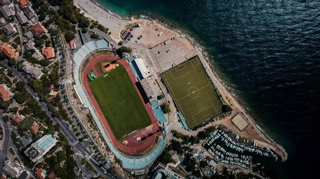 Pohled na fotbalový stadion týmu HNK Rijeka.