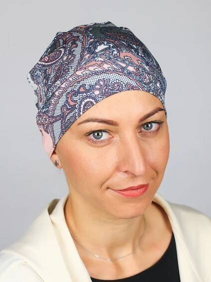 Turban Azu bambus šedo-růžová