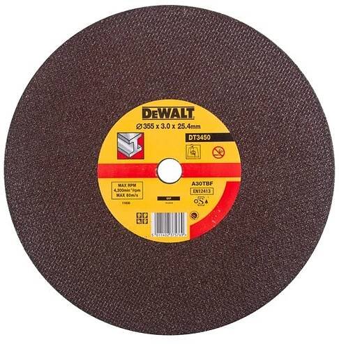 DT3450 DeWALT Kotouč pro rozbrušovačky pro řezání kovů 355x25,4x3,0mm - Manitoo.cz