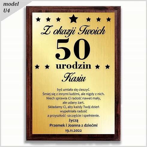 Dárek pro tatínka k 50. narozeninám – diplom s přáním na zlatém plechu Tvar obdélníkový