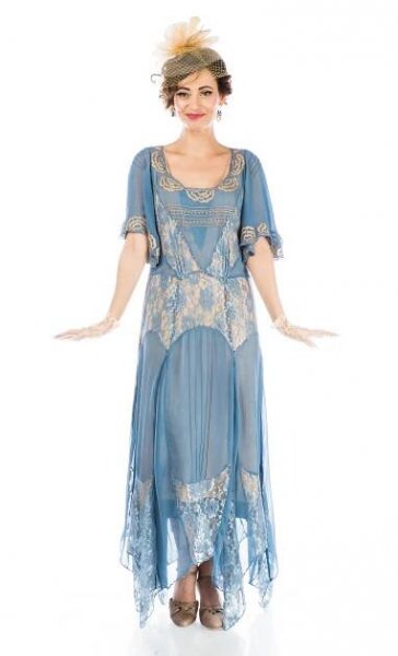 Irene Art Nouveau Style Dress in Blue by Nataya