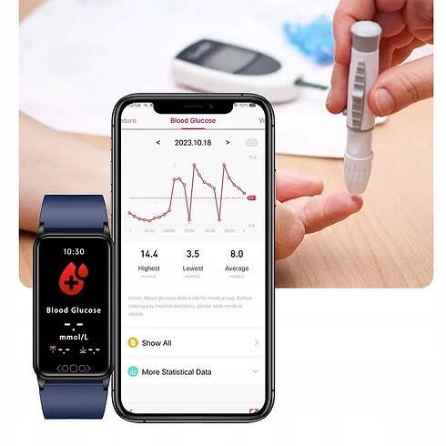 CHYTRÉ HODINKY PRO MĚŘENÍ CUKRU MEDICAL GLUKOMETR TEPLOTA PL MENU HOVORU Model ostatní