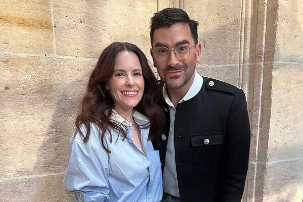 Dan Levy and Emily Hampshire Have Mini Schitt's Creek Reunion at Paris Fashion Week