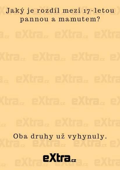 Jaký je rozdíl mezi 17-letou pannou a mamutem? – eXtra.cz