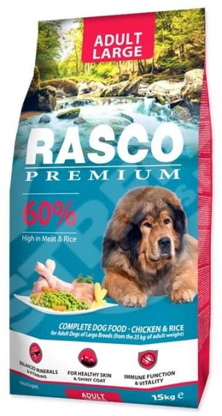 Krmivo Rasco Premium Adult Large kuře s rýží 15kg | strefa.cz