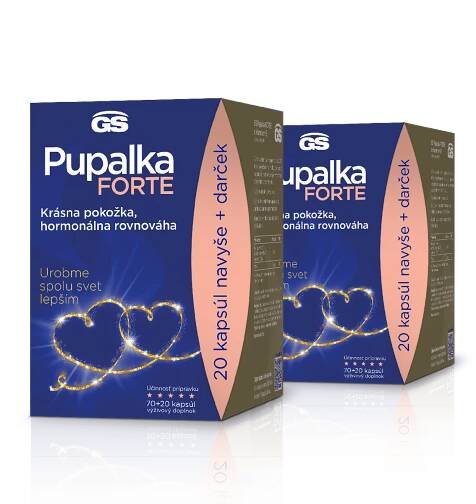 GS Pupalka FORTE s vitamínom E, 2× 90 kapsúl, darčekové balenie 2022