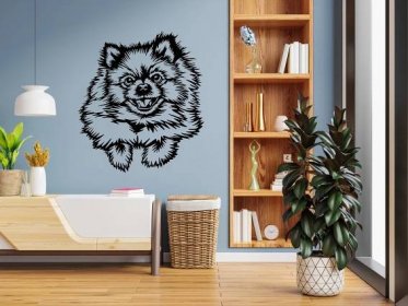 Pomeranian dřevěná dekorace na zeď Rozměr (cm): 38 x 33, Typ: Pomeranian 1