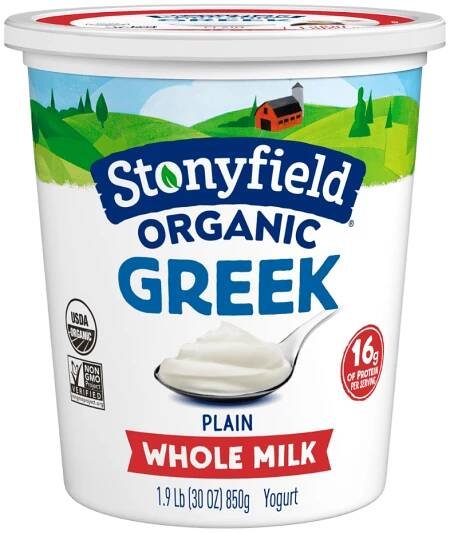 Stonyfield Organic Greek Whole Milk Yogurt, Plain, 30 oz.; Multi-Serving Yogurt
