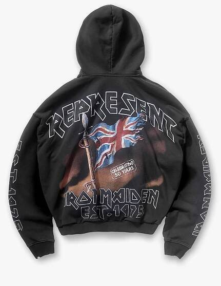 Represent X Iron Maiden Steed Hoodie - Stained Black