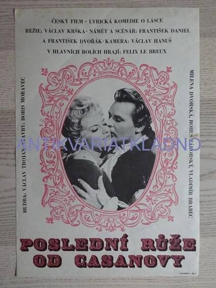 POSLEDNÍ RŮŽE OD CASANOVY, FELIX LE BREUX, DVORSKÁ, FILM PLAKÁT ČR,  - Sběratelství