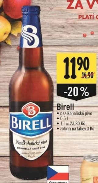 Nealkoholické pivo Birell v akci Albert od 25.9.2019