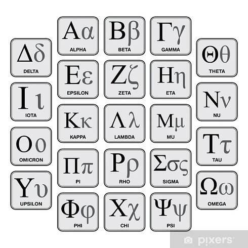 Nálepka Pixerstick Řecké abecedy a symboly, ruční Chart - PIXERS.CZ