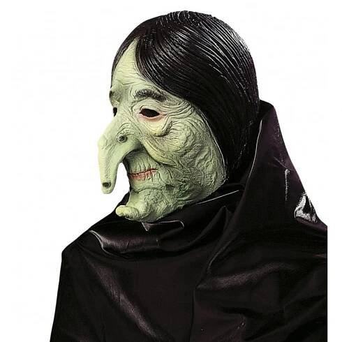 Maska na Halloween Ježibaba - zelená - Halloweenmaska.sk: Halloween maska